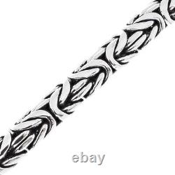 10mm Mens Oval Byzantine Bali Handmade Chain 925 Sterling Silver Bracelet, 7-9
