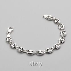 11mm 9.1'' 0.7oz 925 Sterling Silver MARINER BRACELET Hollow Puffed Chain