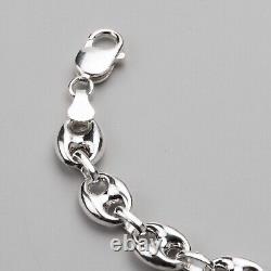 11mm 9.1'' 0.7oz 925 Sterling Silver MARINER BRACELET Hollow Puffed Chain