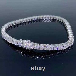 12Ct Round Cut Moissanite Unisex Tennis Bracelet 14k White Gold Plated 7.5 inch