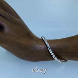 12Ct Round Cut Moissanite Unisex Tennis Bracelet 14k White Gold Plated 7.5 inch