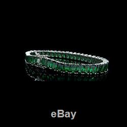 12.00TCW Emerald Cut Green Emerald Tennis Bracelet 14k White Gold Over 7.25
