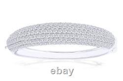 12.30ct Round Cut Moissanite 7.5 Dome Bangle Bracelet 925 Sterling Silver