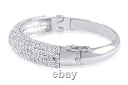 12.30ct Round Cut Moissanite 7.5 Dome Bangle Bracelet 925 Sterling Silver