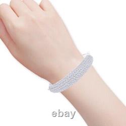 12.30ct Round Cut Moissanite 7.5 Dome Bangle Bracelet 925 Sterling Silver