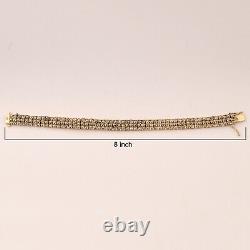 12.5 CTS Silver Gold Plated Natural Rose Cut Champagne Diamond Tennis Bracelet
