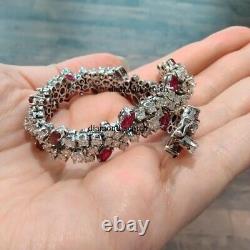 12.69 Ct Marquise Cut Simulated Ruby Engagement Tennis Bracelet Solid 925 Silver