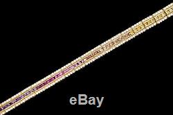 12tcw Princess Multi-Gemstone Tennis Rainbow Bracelet 925 Sterling Silver 8