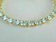 13ct Oval Cut Aquamarine Simulated Tennis Line Bracelet In 14k Yellow Gold Over