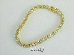 13Ct Oval Cut Aquamarine Simulated Tennis Line Bracelet in 14K Yellow Gold Over
