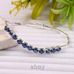 13.20ct Oval cut Blue Sapphire Women tennis Bracelet in 925 Sterling silver