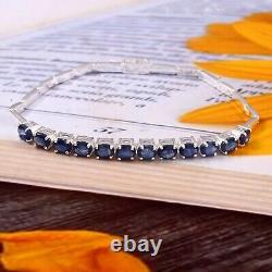 13.20ct Oval cut Blue Sapphire Women tennis Bracelet in 925 Sterling silver