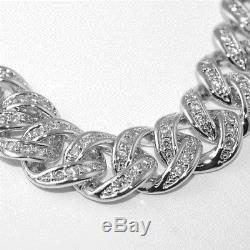 13mm 925 Sterling Silver Iced Out Mens Miami Cuban Bracelet