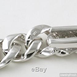 13mm 925 Sterling Silver Iced Out Mens Miami Cuban Bracelet