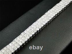 14K Ladies White Gold Clear Round Cut 3 Row VVS1 Diamond Tennis Bracelet 20 Ct