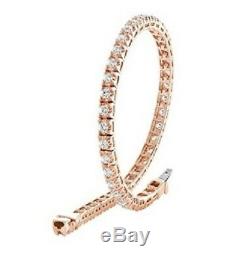 14K Rose Gold Over 5.00 CT Round Cluster VVS1 Diamond Tennis Bracelet 7.25 inch