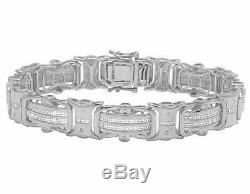 14K White Gold Over 6.00 Ct Diamond Designer Men's Pave Bracelet 8