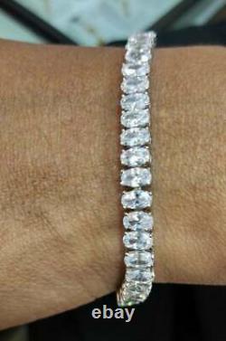 14K White Gold Over 8CT Oval Simulated Diamond 7 Tennis Bracelet For Women Gift