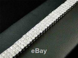 14K White Gold Over 8.00 Ct Round Cut 3 Row Diamond Tennis Bracelet 8 Inch