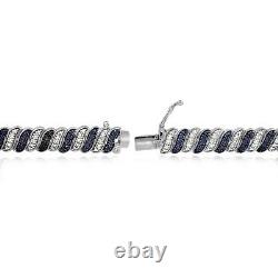 14K White Gold Plated Lab Created Round Sapphire Women Tennis Bracelet 7Ct 7.15