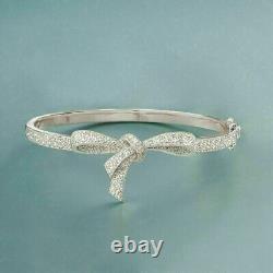 14K White Gold Plated Silver Bangle Bracelet 7Ct Round Cut Lab Created Diamond