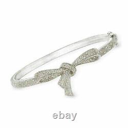 14K White Gold Plated Silver Bangle Bracelet 7Ct Round Cut Lab Created Diamond