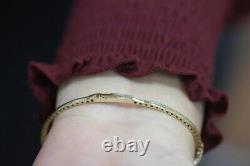 14K Yellow Gold Finish 7Ct Round Cut Diamond Women's Lab Created Bangle Bracelet