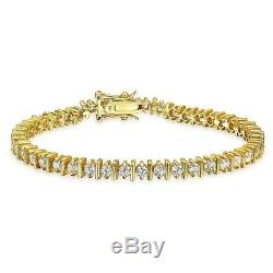 14K Yellow Gold Over 7.00 Ct Round-Cut Diamond Womens Tennis Bracelet 7.25