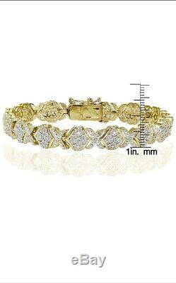 14K Yellow Gold Over 8.00 CT Round Cut VVS1 Diamond Tennis Bracelet 7.5 inch