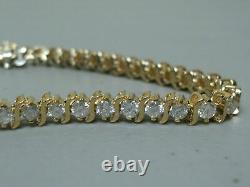 14K Yellow Gold Over 9 CT Diamond Straight Line Bracelet Custom JACKET, 7.50