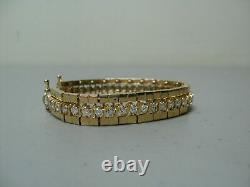 14K Yellow Gold Over 9 CT Diamond Straight Line Bracelet Custom JACKET, 7.50