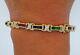 14k Yellow Gold Tennis Bracelet Diamond, Ruby, Sapphire And Emerald Over Silver