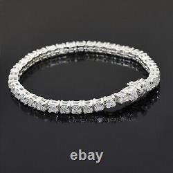 14.80Ct Certified 4mm White Diamond Tennis Bracelet-Great Luster! 925 Silver