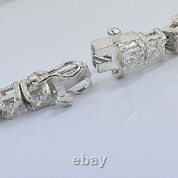 14.80Ct Certified 4mm White Diamond Tennis Bracelet-Great Luster! 925 Silver