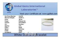 14.80Ct Certified 4mm White Diamond Tennis Bracelet-Great Luster! 925 Silver