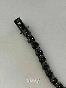 14k Black Gold Finish 925 Silver 7mm Lab Created Diamond Tennis Bracelet 8.5