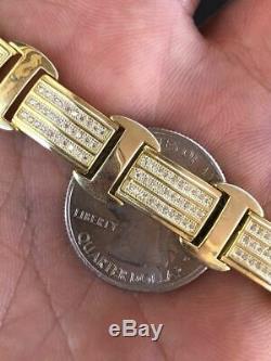 14k Gold Over Solid 925 Silver W. 8ct Diamonds Icy Hip Hop Mens Bracelet Custom