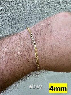 14k Gold Plated Solid 925 Sterling Silver Figaro Bracelet ITALY 2.5-16mm ITALY
