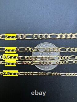 14k Gold Plated Solid 925 Sterling Silver Figaro Bracelet ITALY 2.5-16mm ITALY