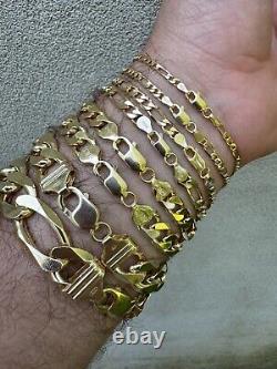 14k Gold Plated Solid 925 Sterling Silver Figaro Bracelet ITALY 2.5-16mm ITALY