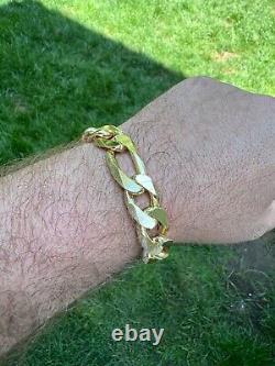 14k Gold Plated Solid 925 Sterling Silver Figaro Bracelet ITALY 2.5-16mm ITALY