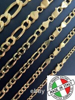 14k Gold Plated Solid 925 Sterling Silver Figaro Chain Bracelet ITALY 2.5-10mm