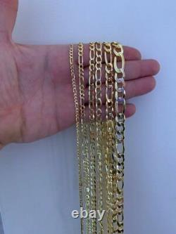 14k Gold Plated Solid 925 Sterling Silver Figaro Chain Bracelet ITALY 2.5-10mm