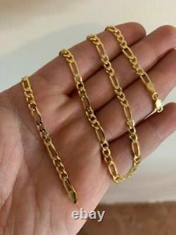 14k Gold Plated Solid 925 Sterling Silver Figaro Chain Bracelet ITALY 2.5-10mm