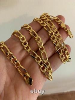 14k Gold Plated Solid 925 Sterling Silver Figaro Chain Bracelet ITALY 2.5-10mm