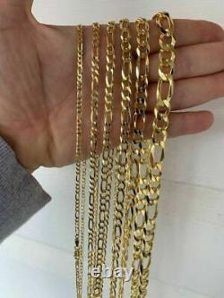 14k Gold Plated Solid 925 Sterling Silver Figaro Chain Bracelet ITALY 2.5-10mm