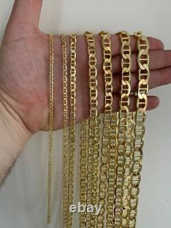 14k Gold Plated Solid 925 Sterling Silver Mariner Chain Necklace Bracelet ITALY