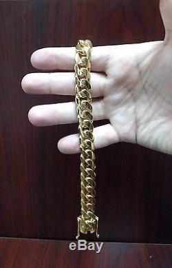 14k Gold Plated Sterling Silver Miami Cuban Link Bracelet, 13 mm