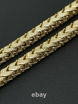14k Gold & Real Solid 925 Sterling Silver Men's Franco Bracelet 6mm ICED Diamond