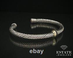 14k & Sterling David Yurman Blue Sapphire 5mm Cable Cuff Bracelet 26g i14166